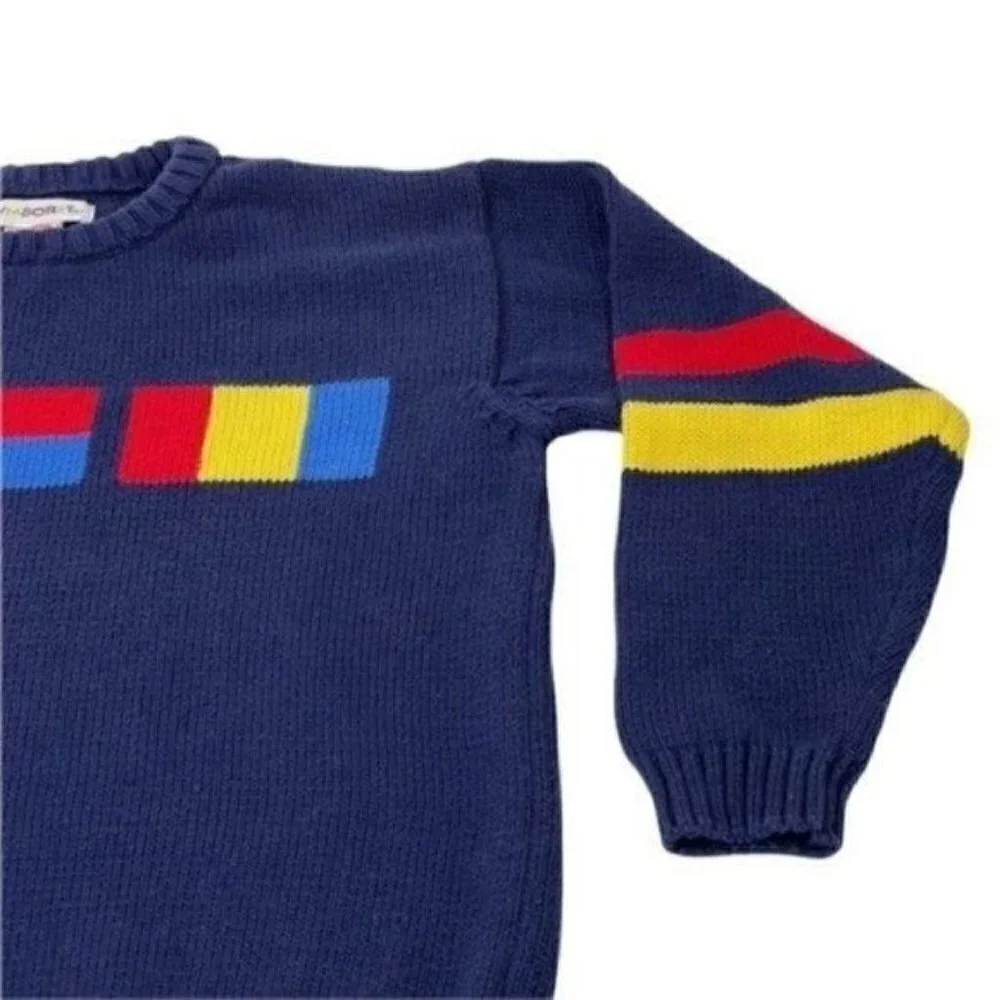 VINTAGE Gymboree kids colorful sweater size XL blue With Colorful flags And Stri